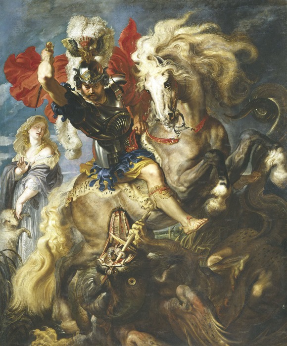 Peter Paul Rubens, Lucha de San Jorge y el Dragón (1606-1608). Óleo sobre tela, 309 cm. x 257 cm., Museo Nacional del Prado, Madrid.